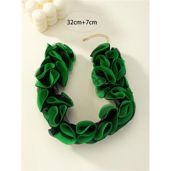 Seeing Green Women's Flower Decor Choker Necklace - Picture 5 of 7